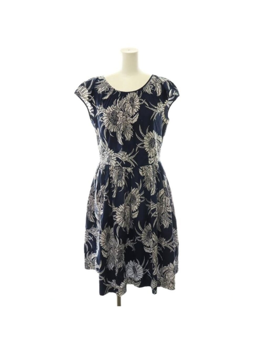 Prada Botanical Dress Mimore Long French Sleeve Navy 42